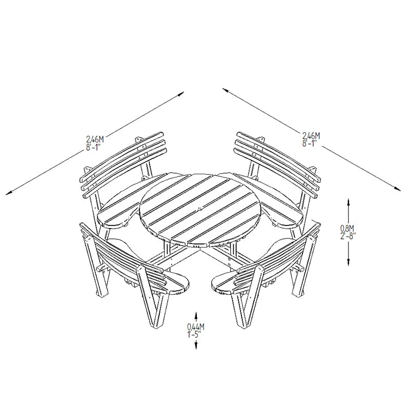 Forest Garden Circular Picnic Table - Image 9