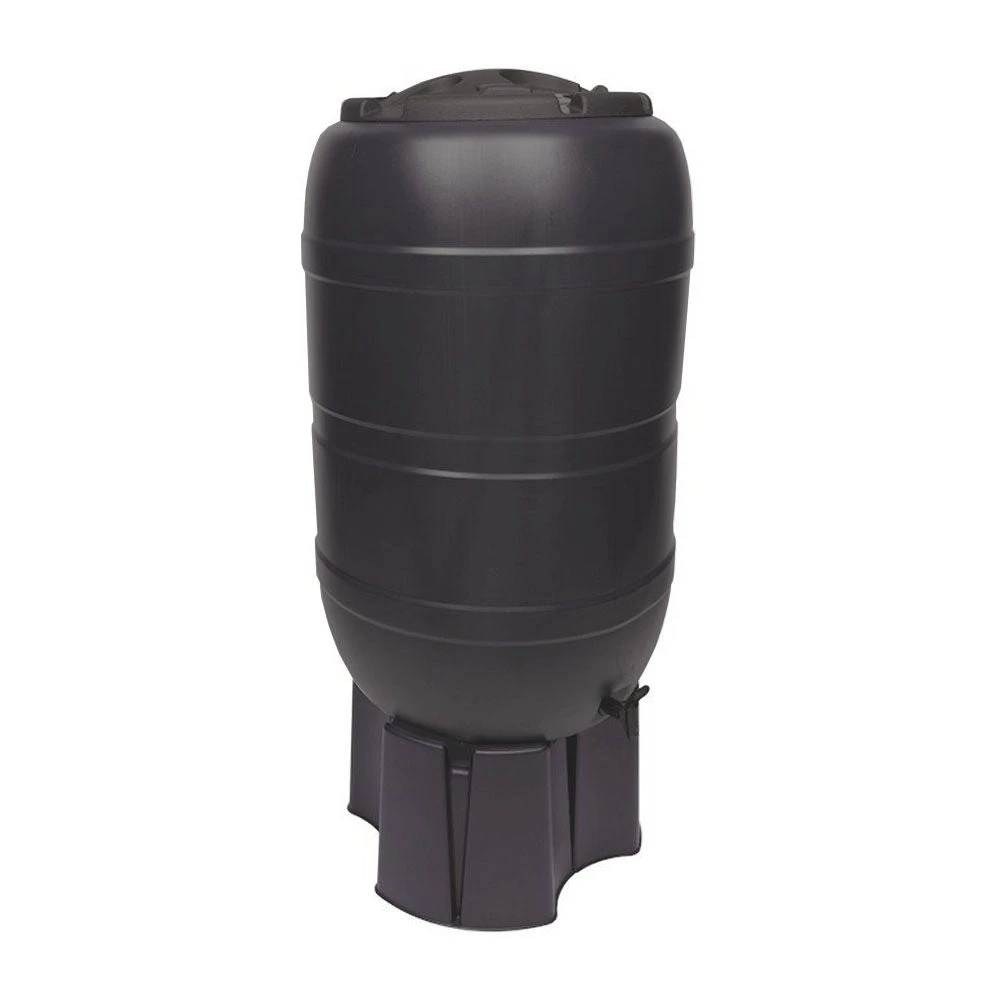 Standard Black Barrel Water Butt 210 Litre With Stand And Diverter - Image 2