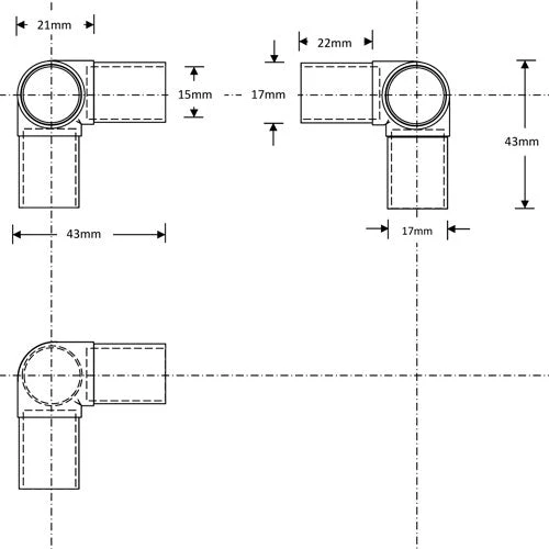 19mm Tube 3 Way 90* Joint - Image 2