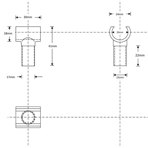 19mm Tube 90* Tube Clip - Image 2